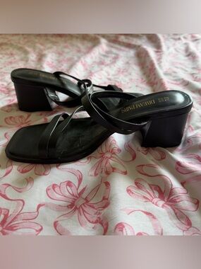 Black strappy heeled sandals